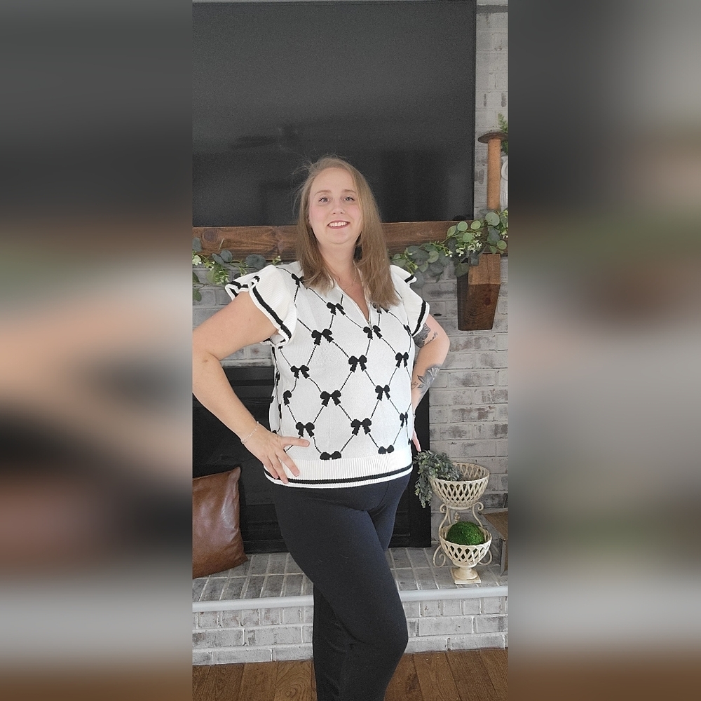 Black and White Knit Top